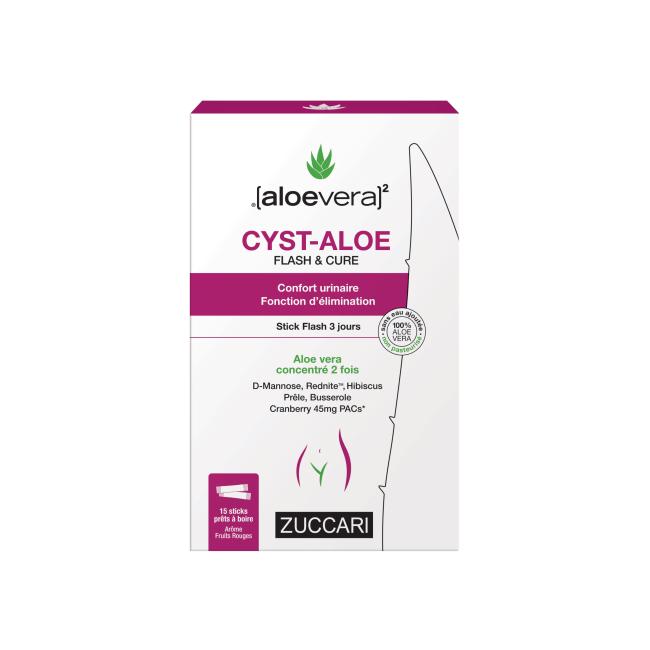 CYST-ALOE FLASH Solution buvable 15Sticks/10ml - face avant