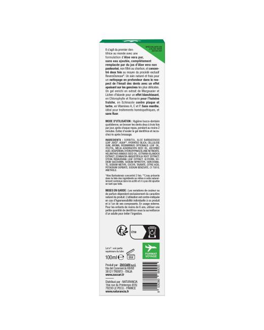BUCCO-ALOE DENTIFRICE Tube 100ml - boite face arrière